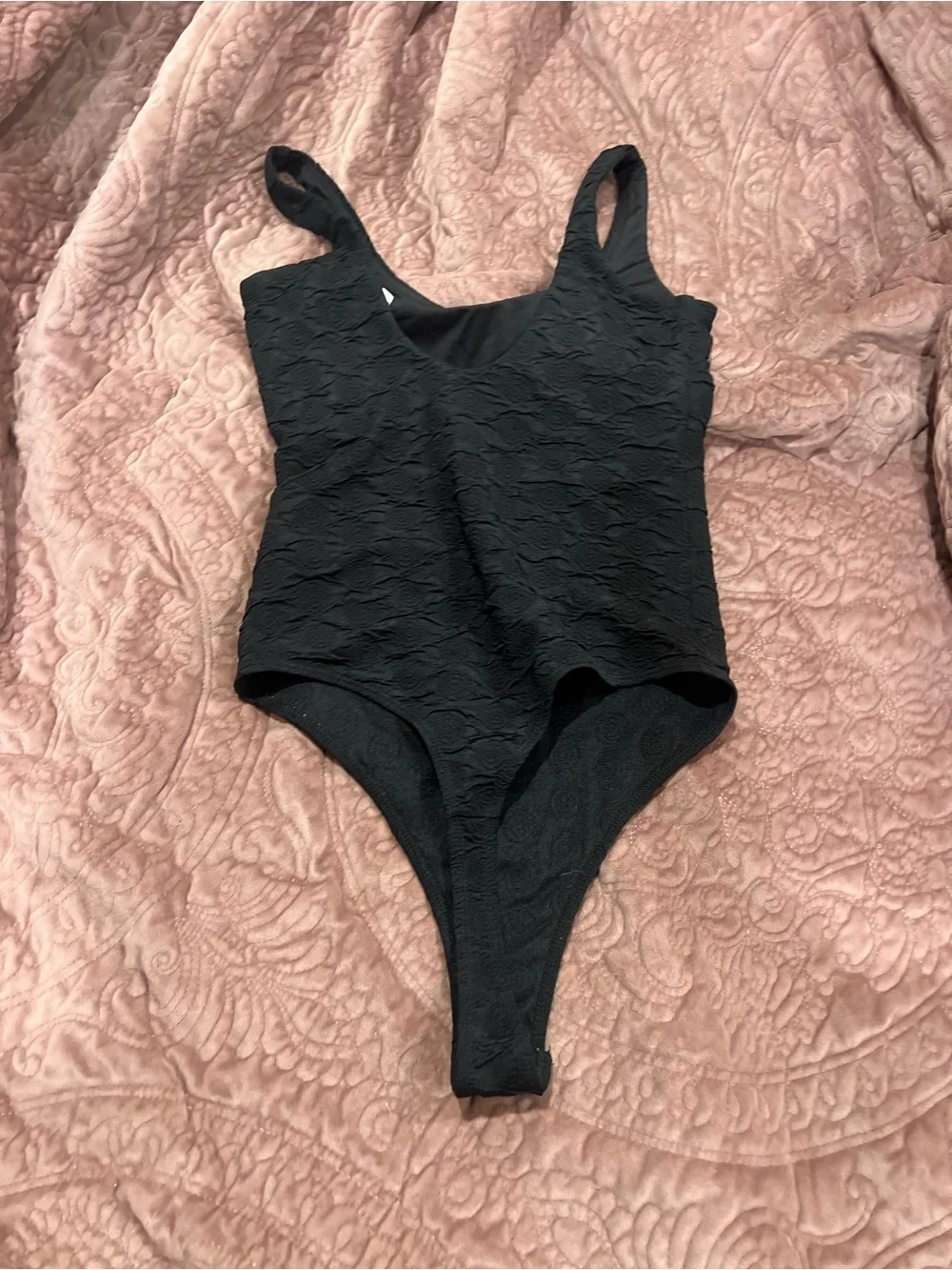 AFRM Black Textured Scoop Bodysuit